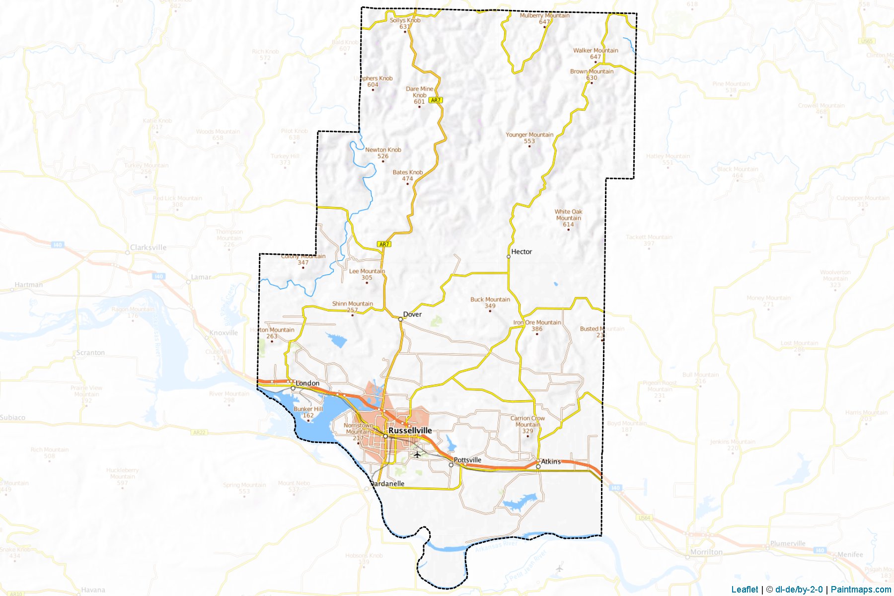 Muestras de recorte de mapas Pope (Arkansas)-1