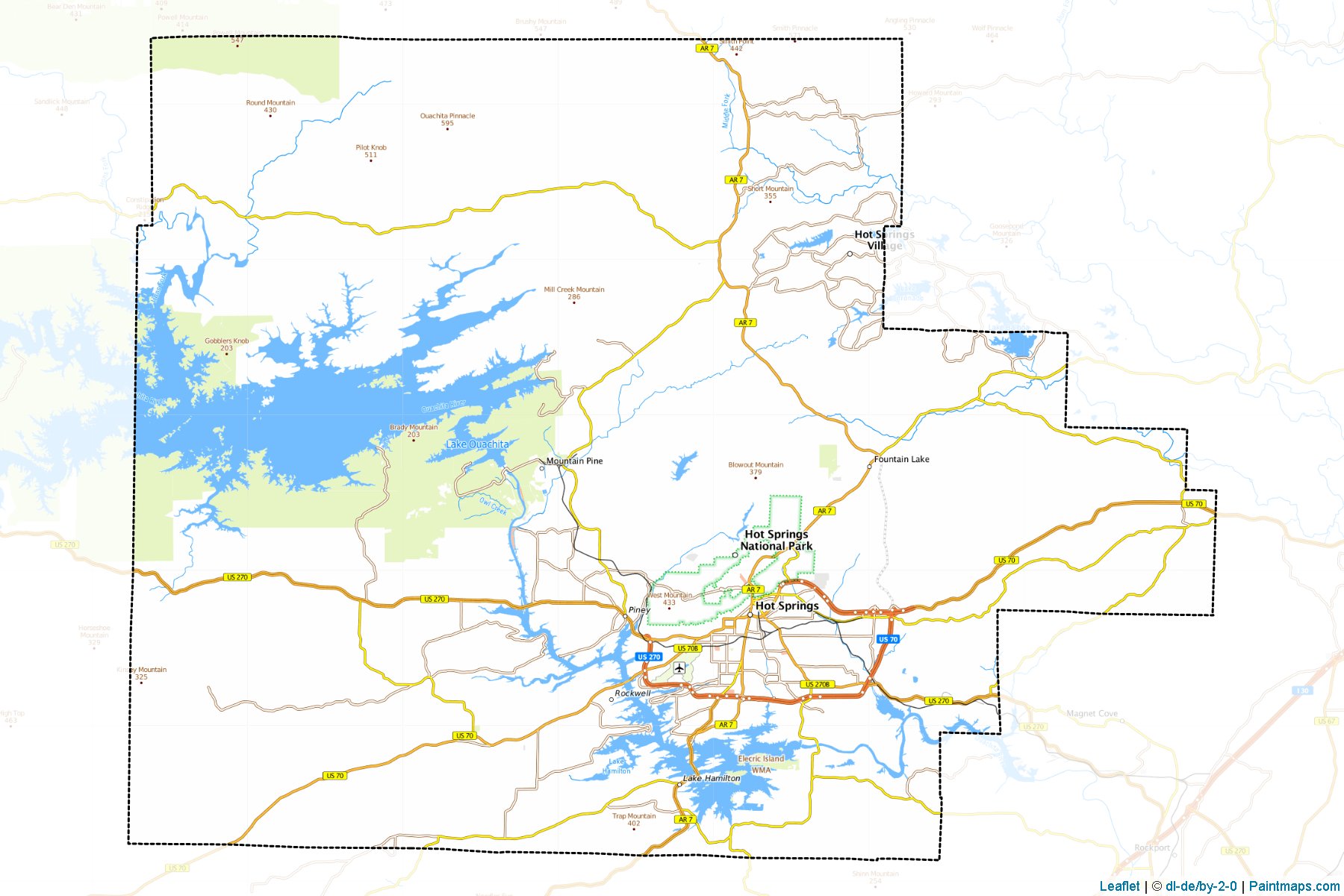 Garland County (Arkansas) Haritası Örnekleri-1