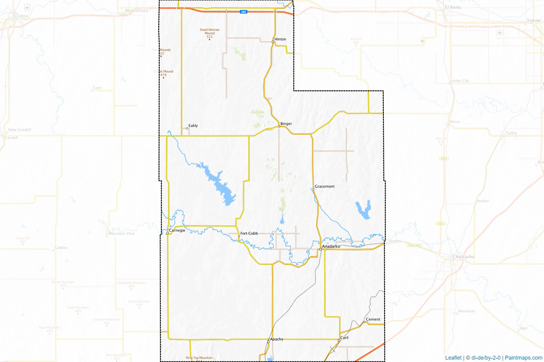 Muestras de recorte de mapas Caddo (Oklahoma)-1