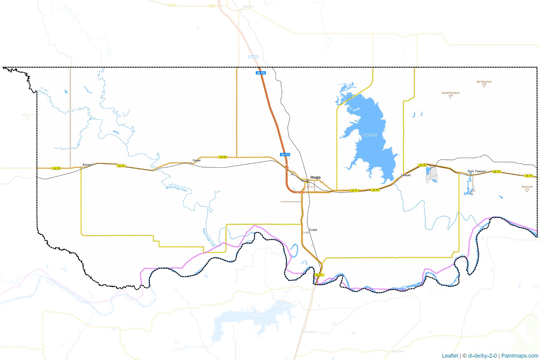 Choctaw ilçesi (Oklahoma) Haritası Örnekleri-1