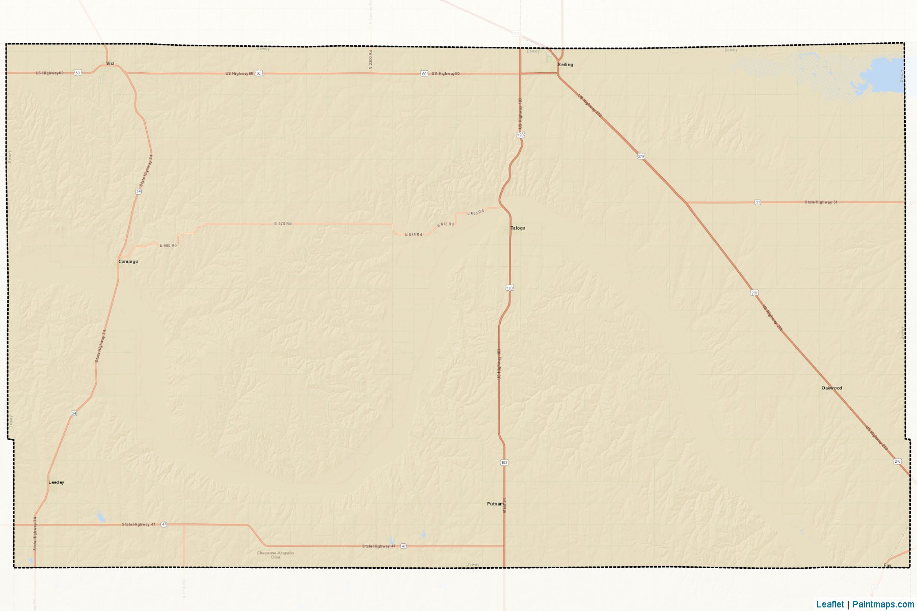 Muestras de recorte de mapas Dewey (Oklahoma)-2