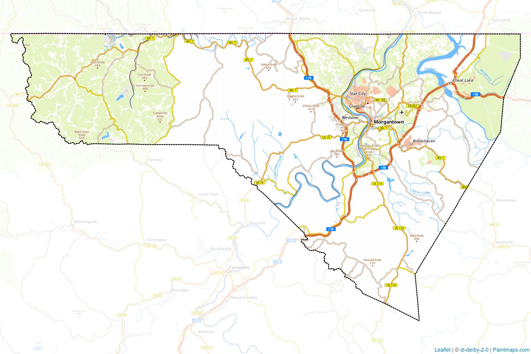 Monongalia (West Virginia) Map Cropping Samples-1