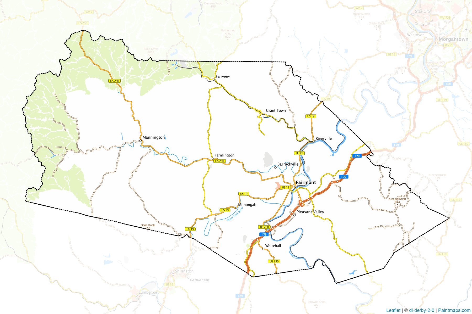 Muestras de recorte de mapas Marion (West Virginia)-1