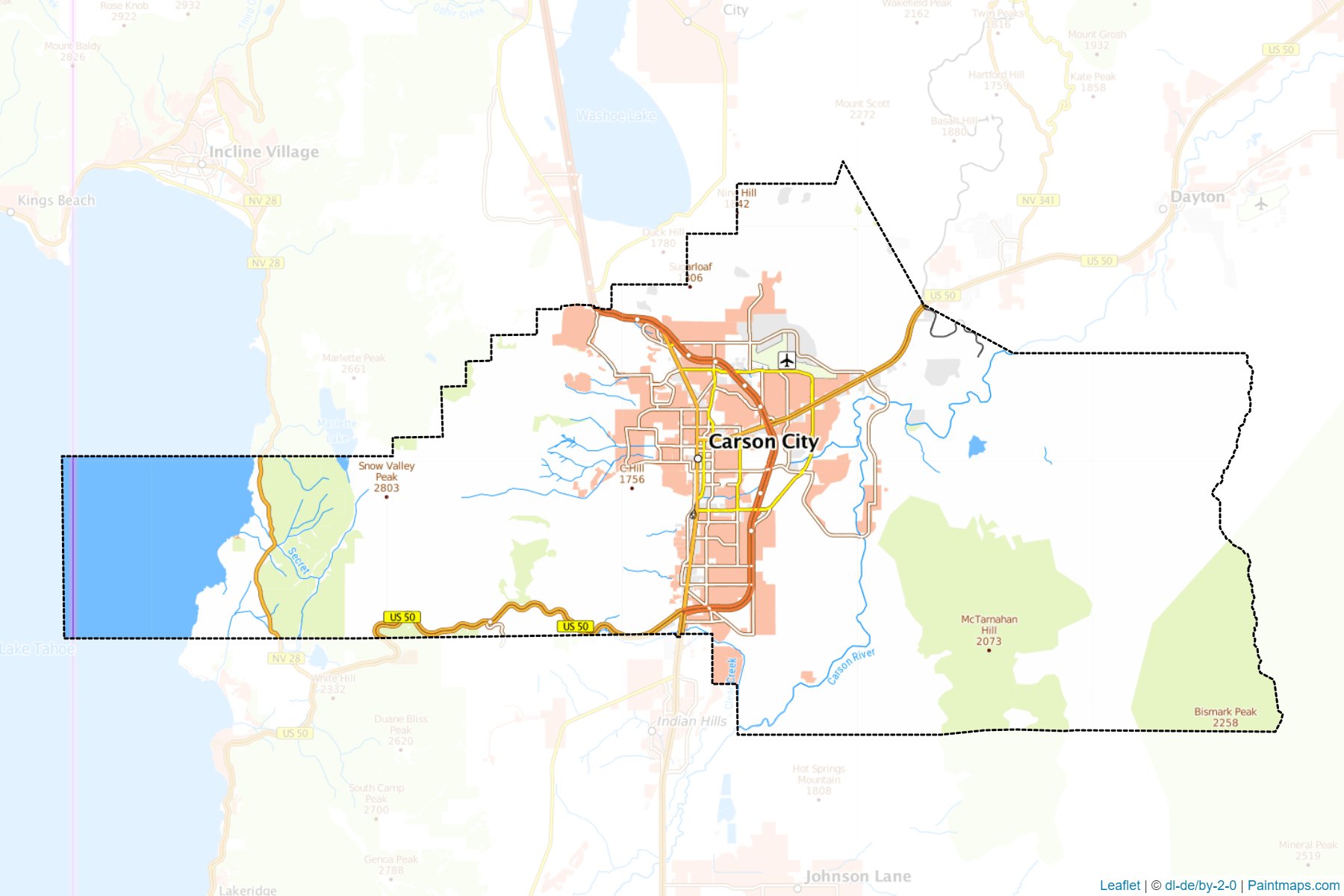 Muestras de recorte de mapas Carson City (Nevada)-1