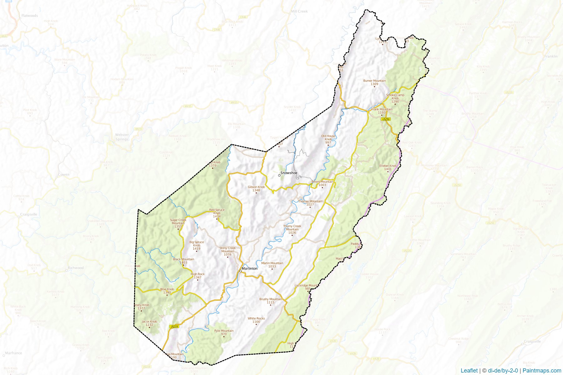 Muestras de recorte de mapas Pocahontas (West Virginia)-1