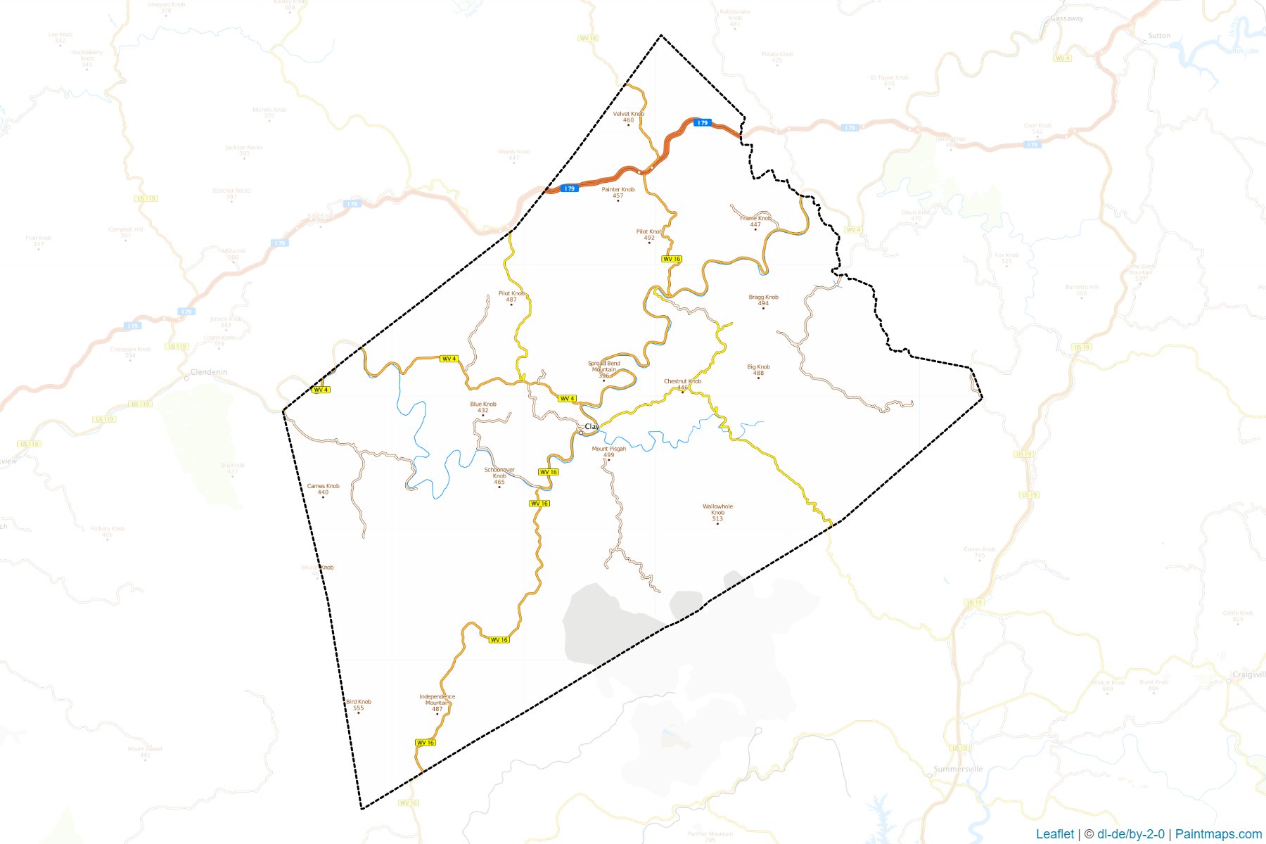 Muestras de recorte de mapas Clay (West Virginia)-1