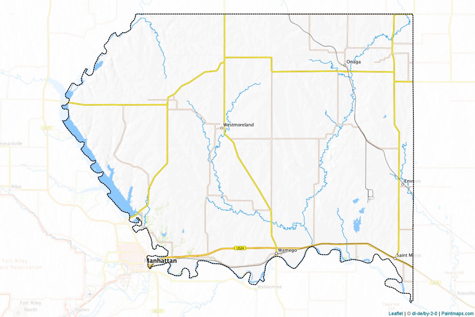 Muestras de recorte de mapas Pottawatomie (Kansas)-1