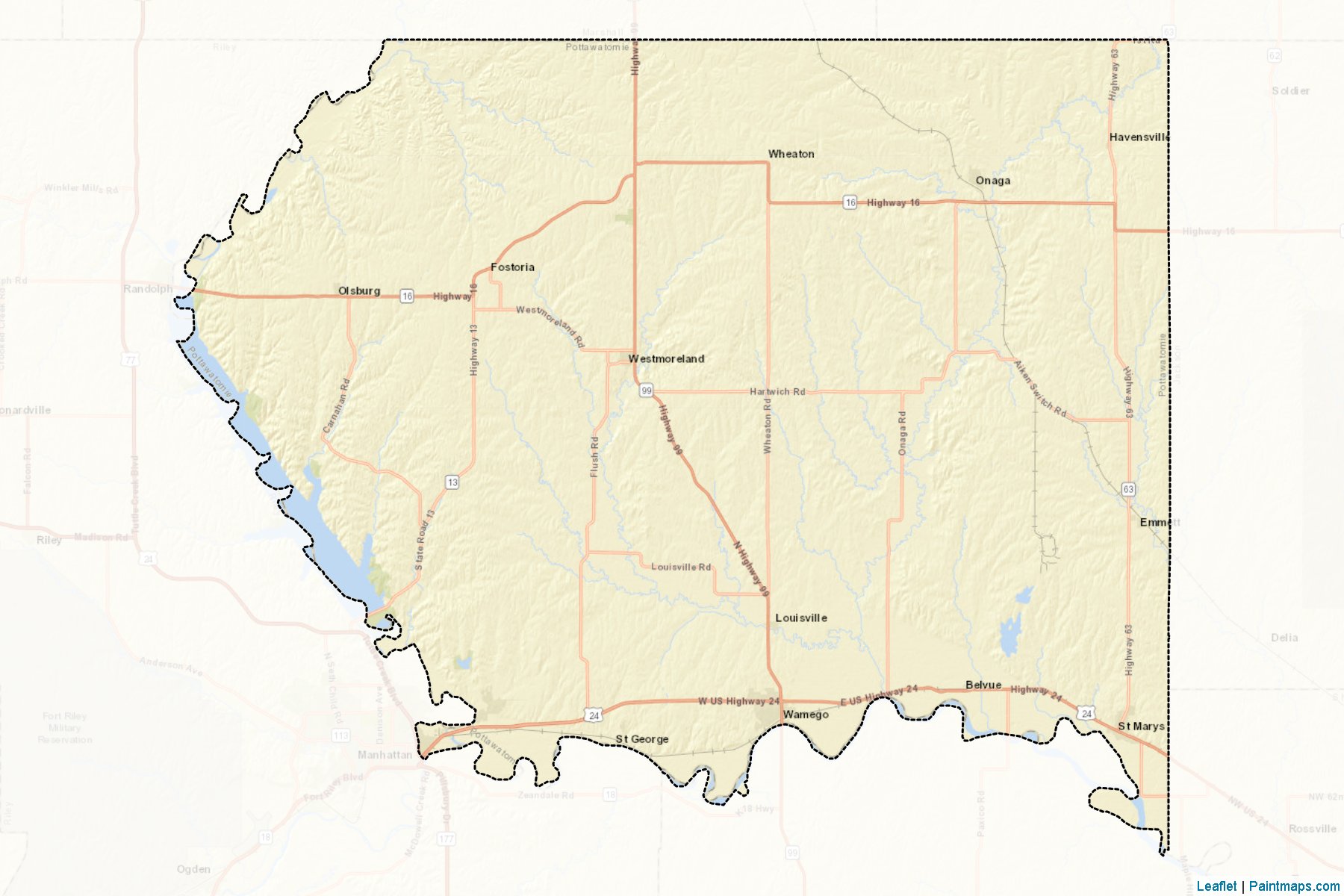 Muestras de recorte de mapas Pottawatomie (Kansas)-2