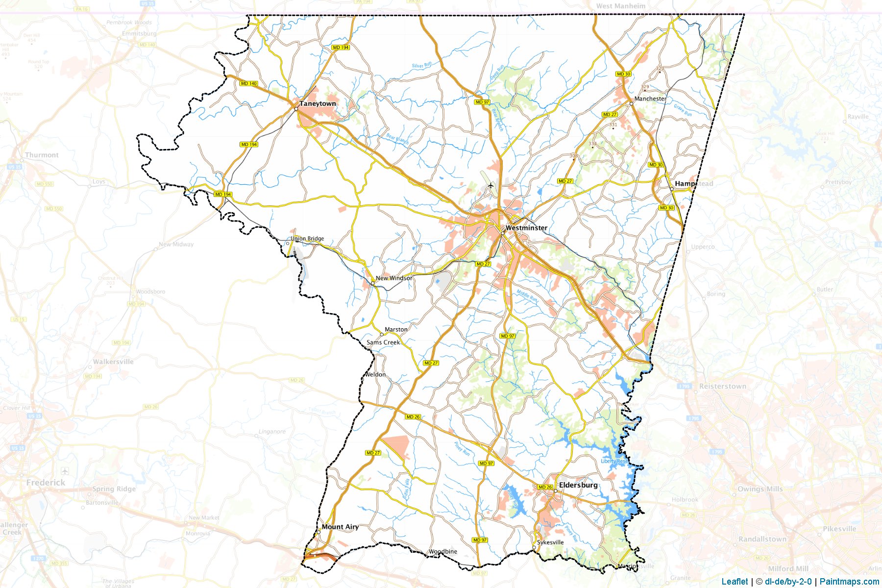 Muestras de recorte de mapas Carroll (Maryland)-1