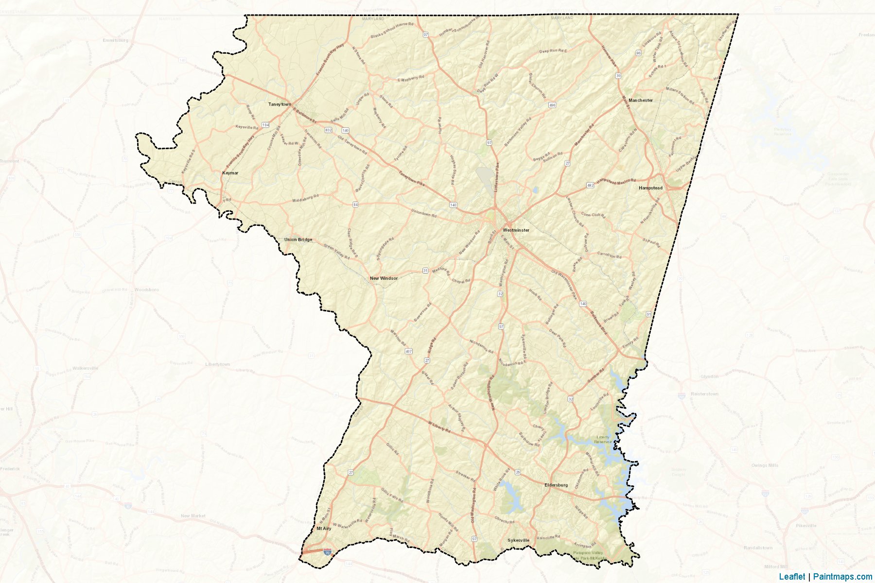 Muestras de recorte de mapas Carroll (Maryland)-2