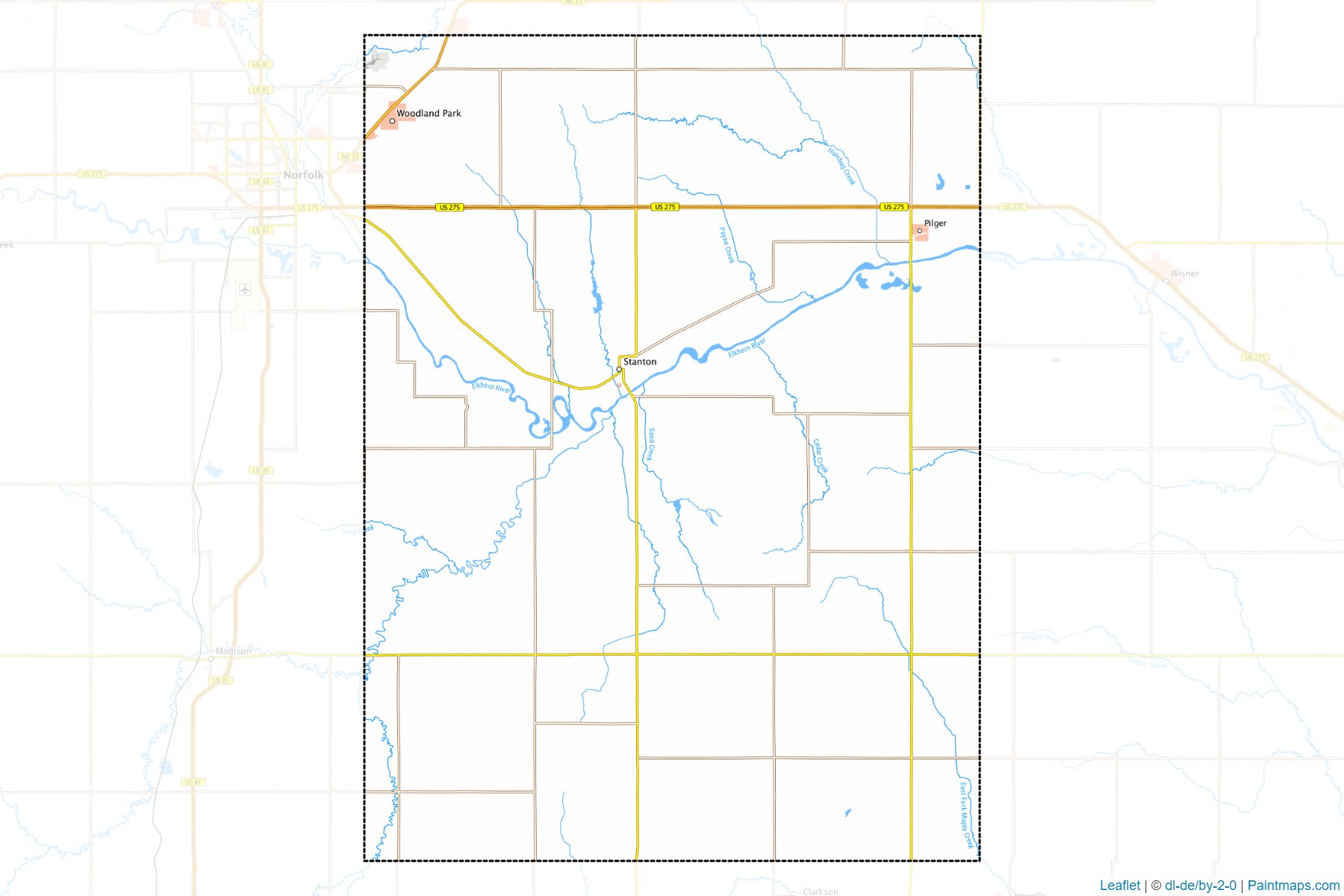 Muestras de recorte de mapas Stanton (Nebraska)-1