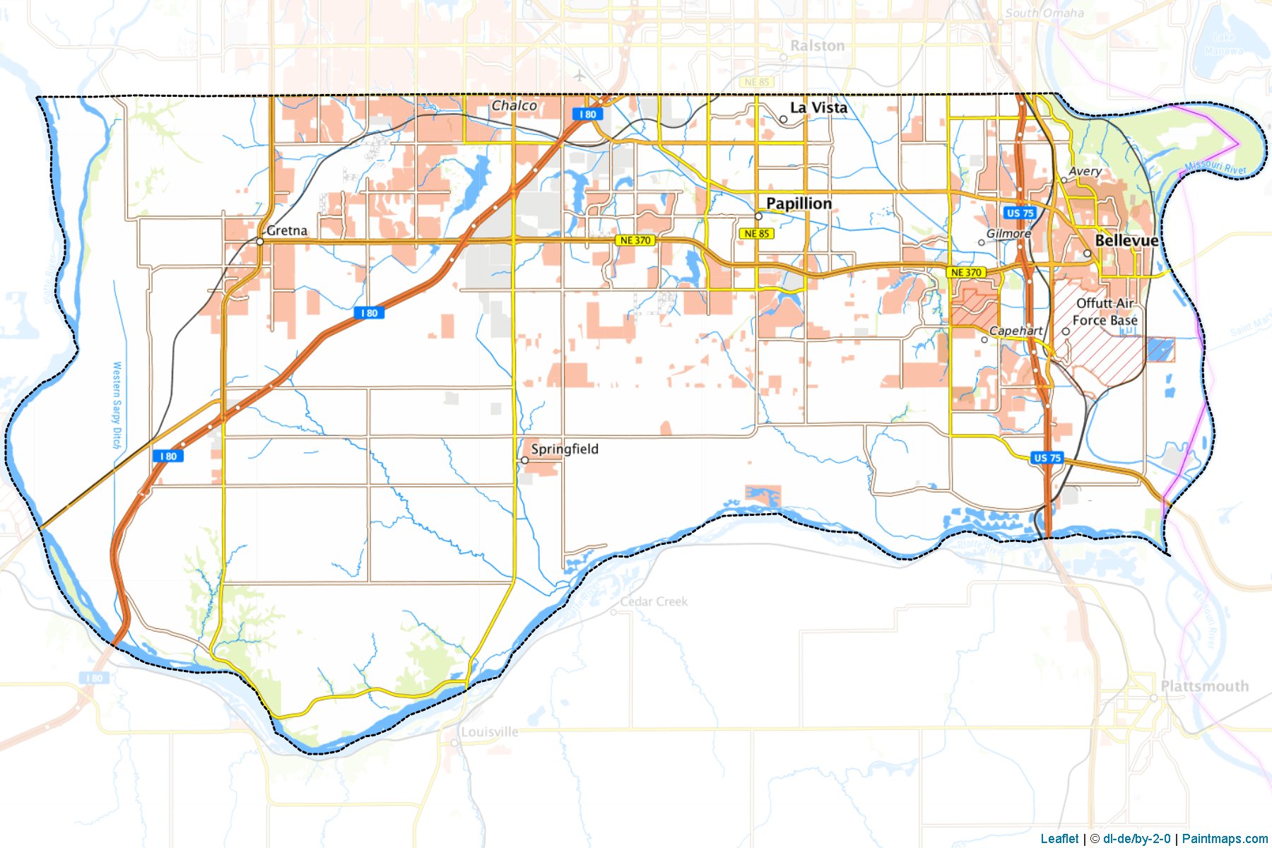 Muestras de recorte de mapas Sarpy (Nebraska)-1