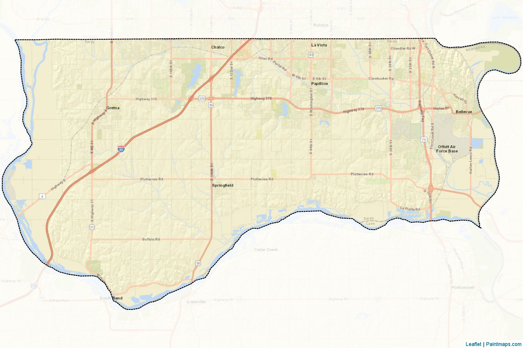 Muestras de recorte de mapas Sarpy (Nebraska)-2