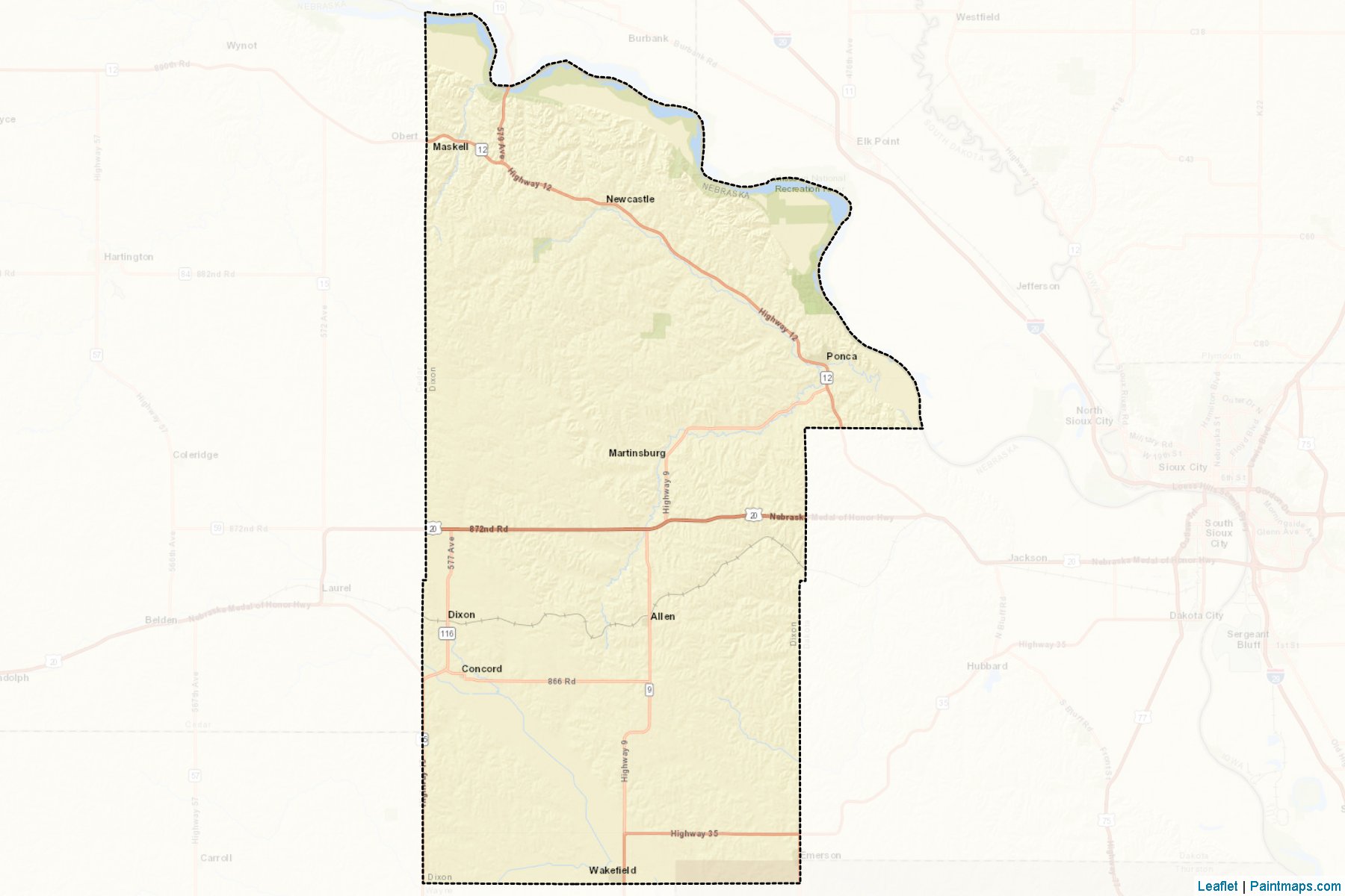 Muestras de recorte de mapas Dixon (Nebraska)-2