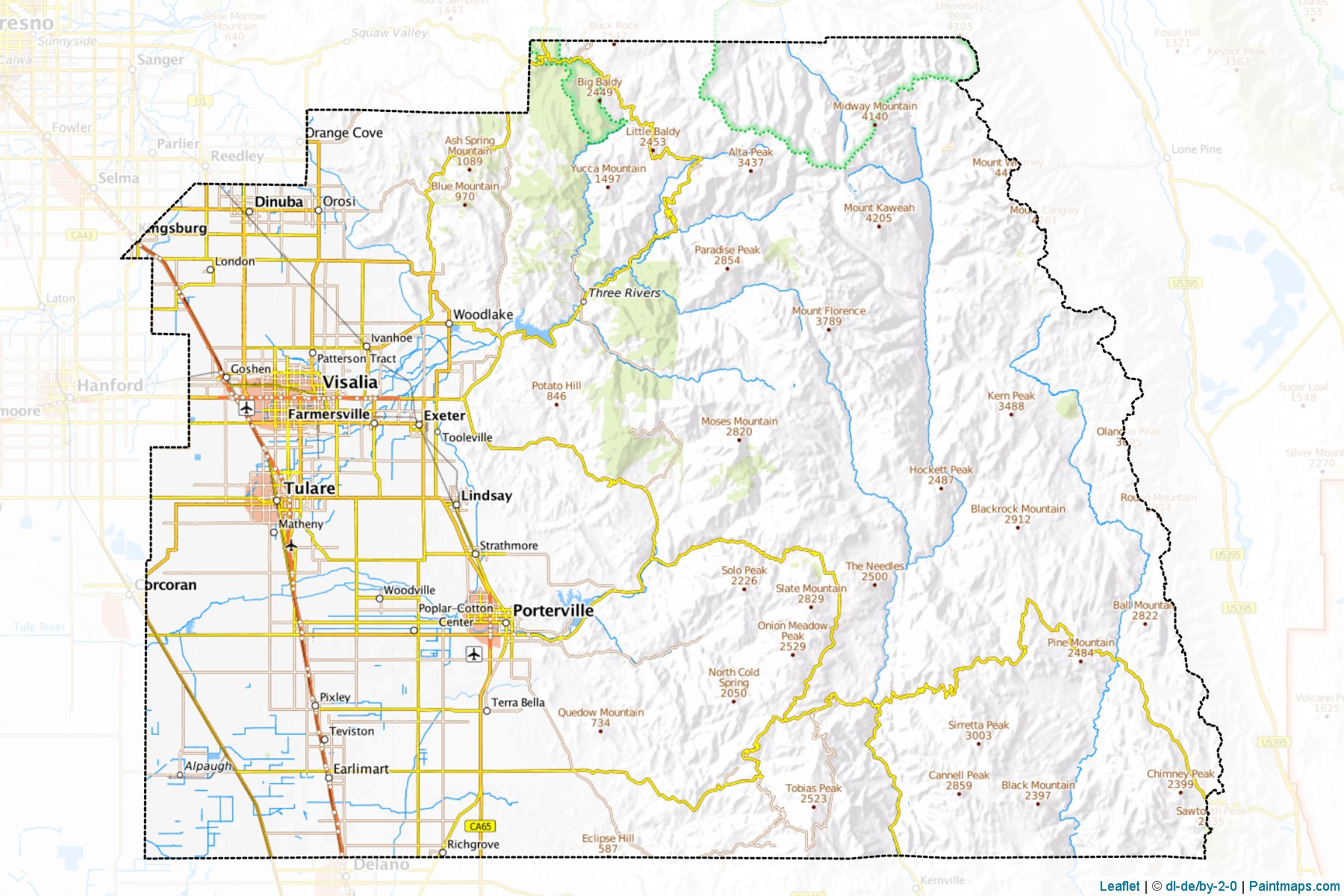 Muestras de recorte de mapas Tulare (California)-1