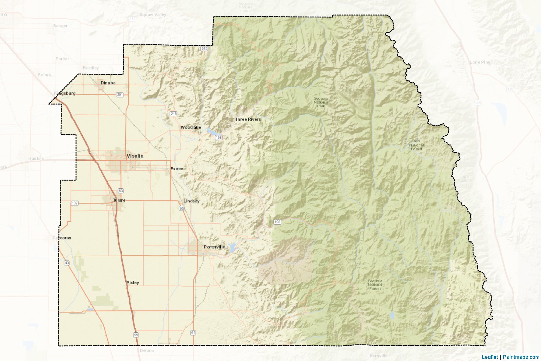 Muestras de recorte de mapas Tulare (California)-2