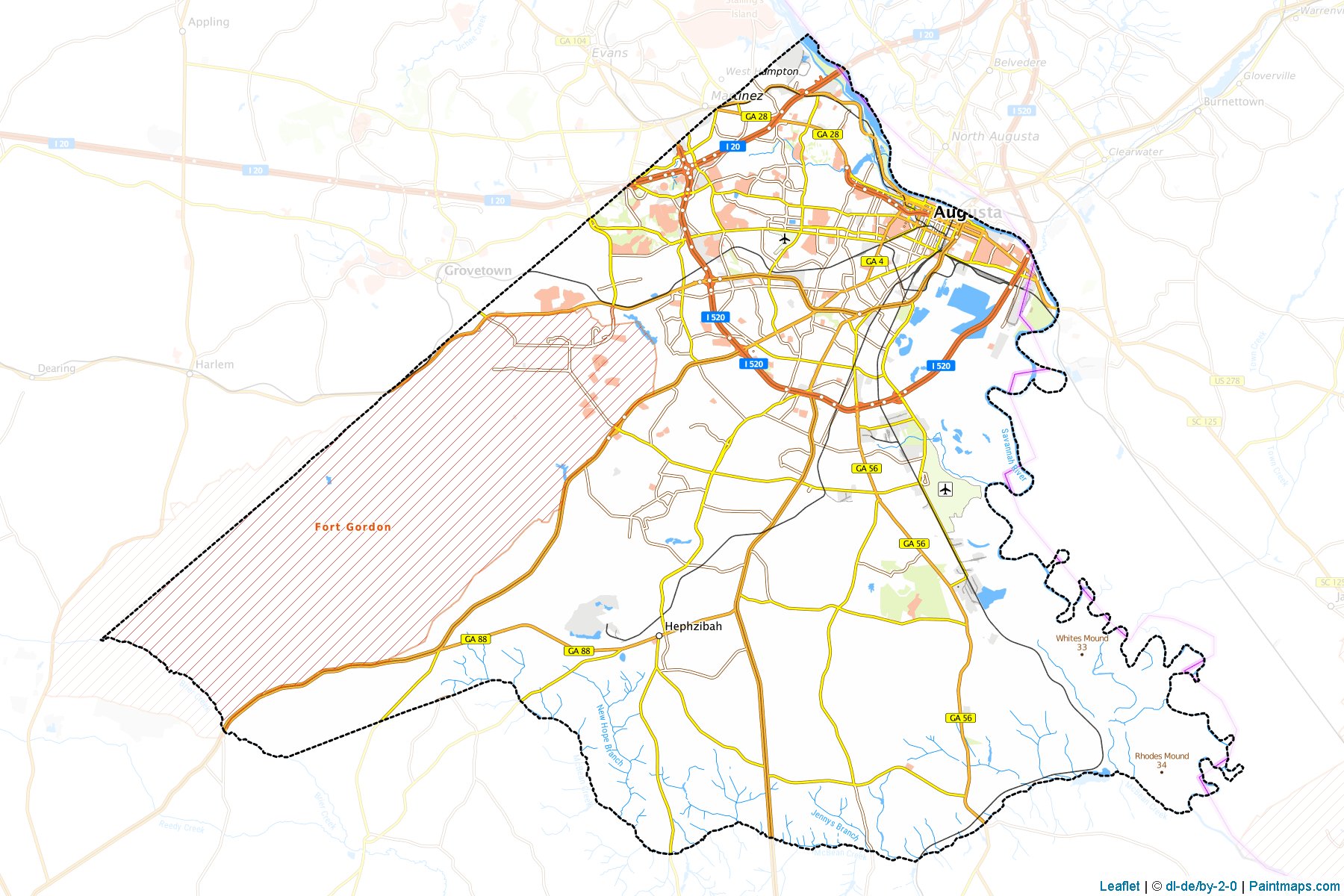 Muestras de recorte de mapas Richmond (Georgia)-1