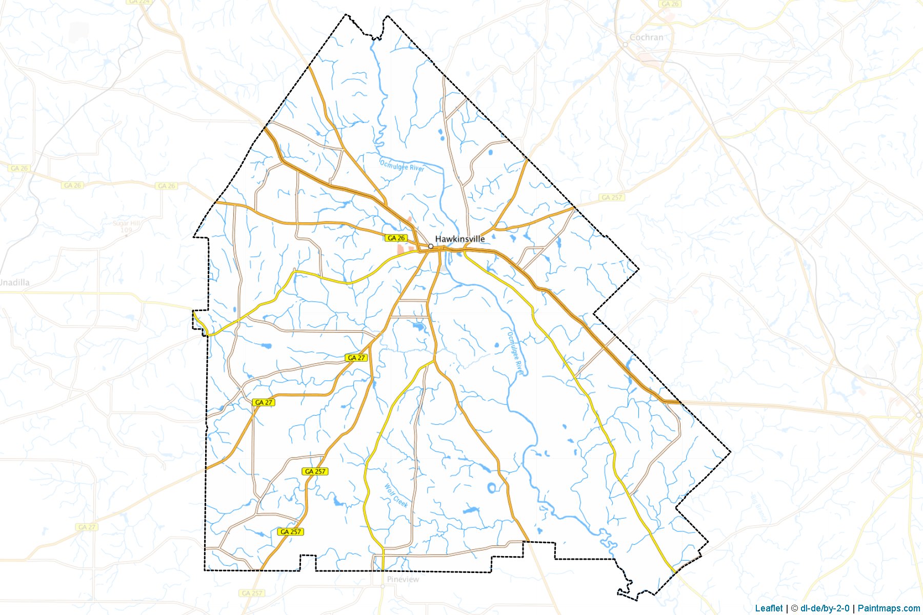 Muestras de recorte de mapas Pulaski (Georgia)-1