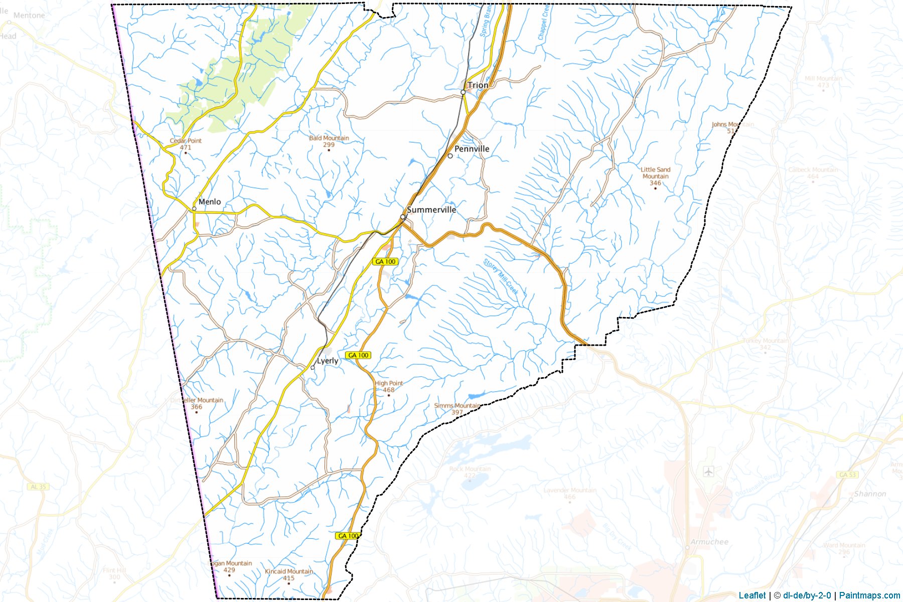 Chattooga (Georgia) Map Cropping Samples-1