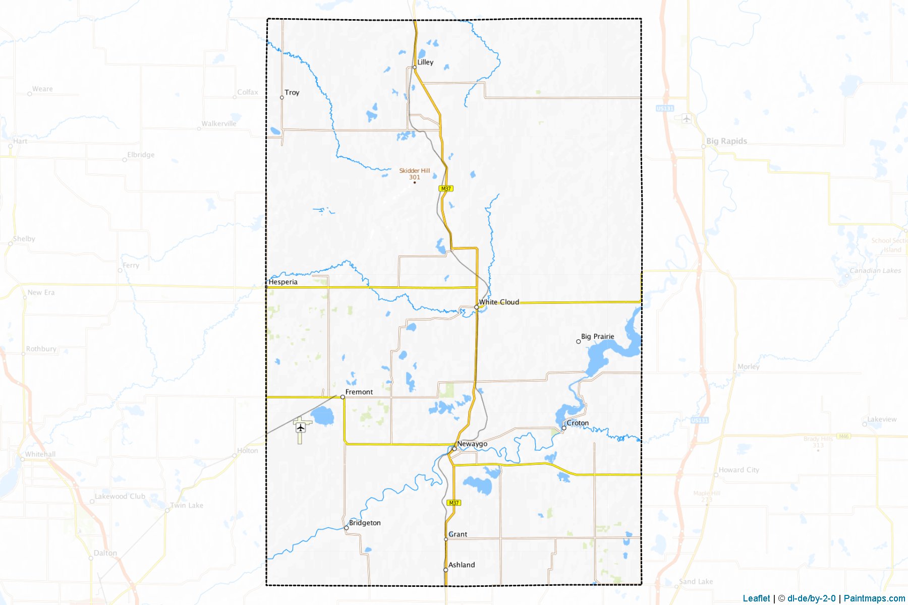 Muestras de recorte de mapas Newaygo (Michigan)-1