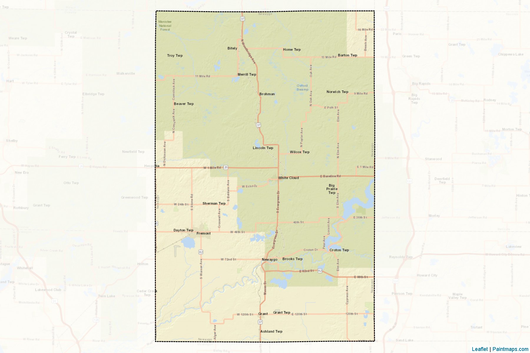 Muestras de recorte de mapas Newaygo (Michigan)-2