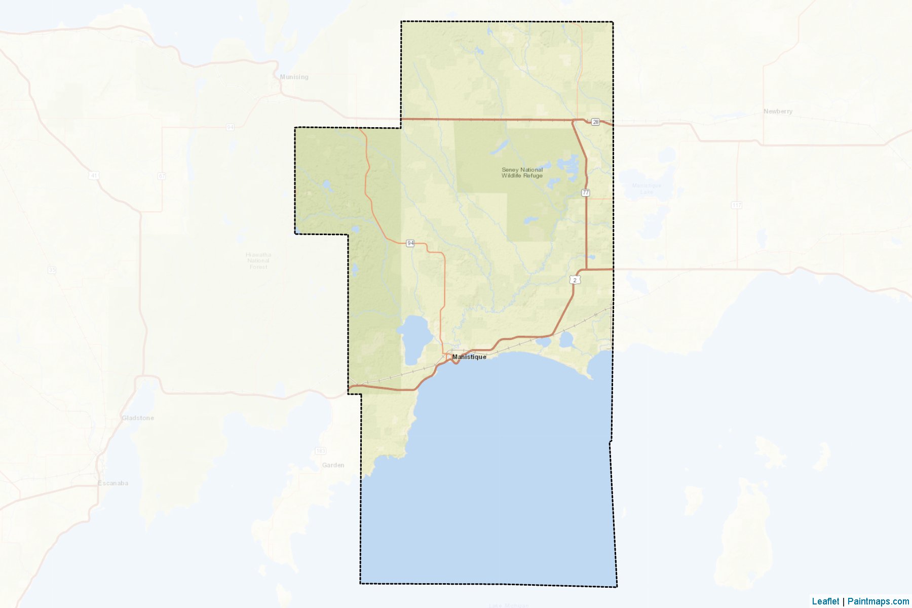 Muestras de recorte de mapas Schoolcraft (Michigan)-2