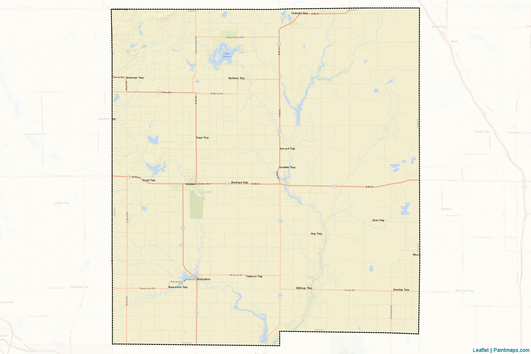 Gladwin (Michigan) Map Cropping Samples-2