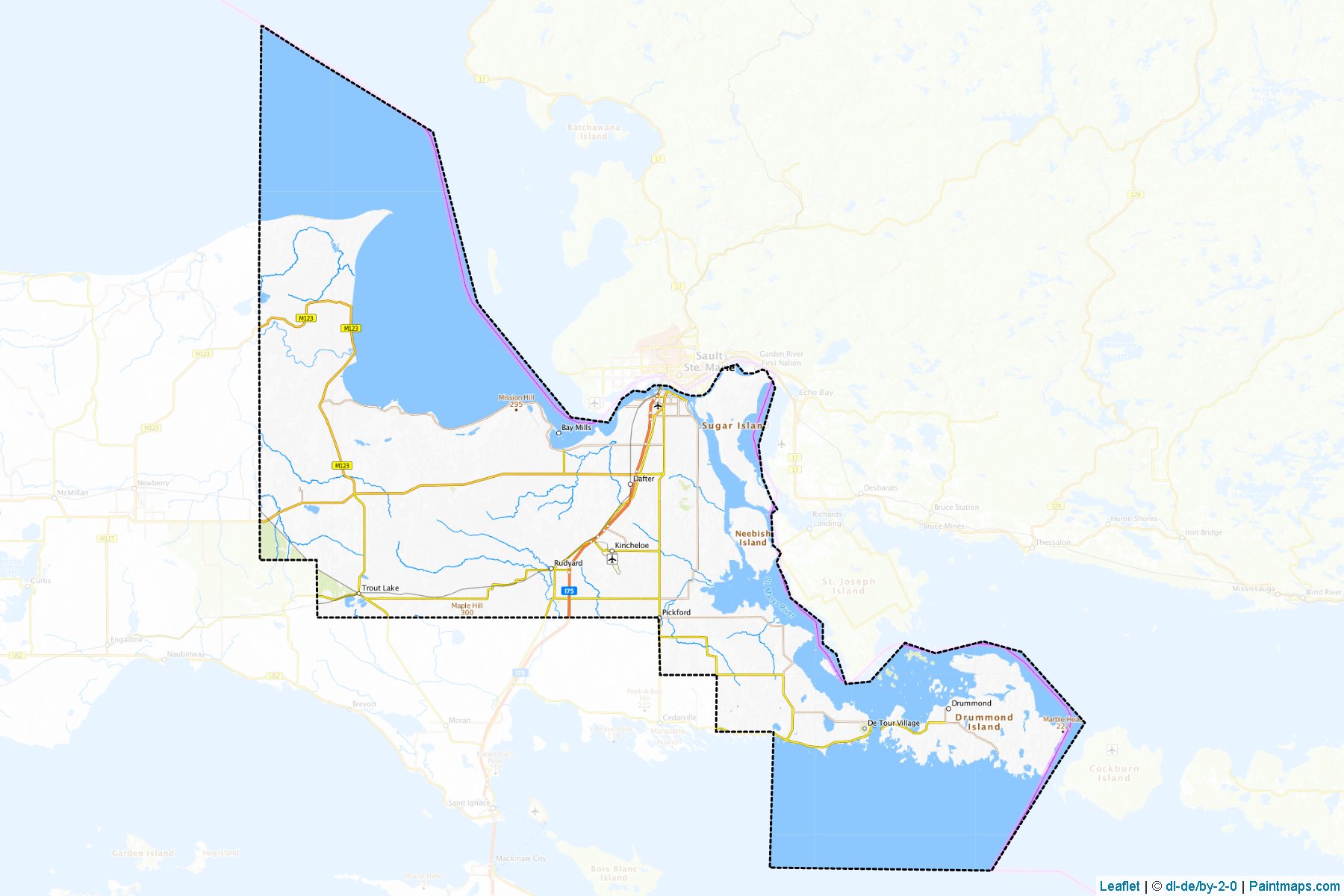 Muestras de recorte de mapas Chippewa (Michigan)-1