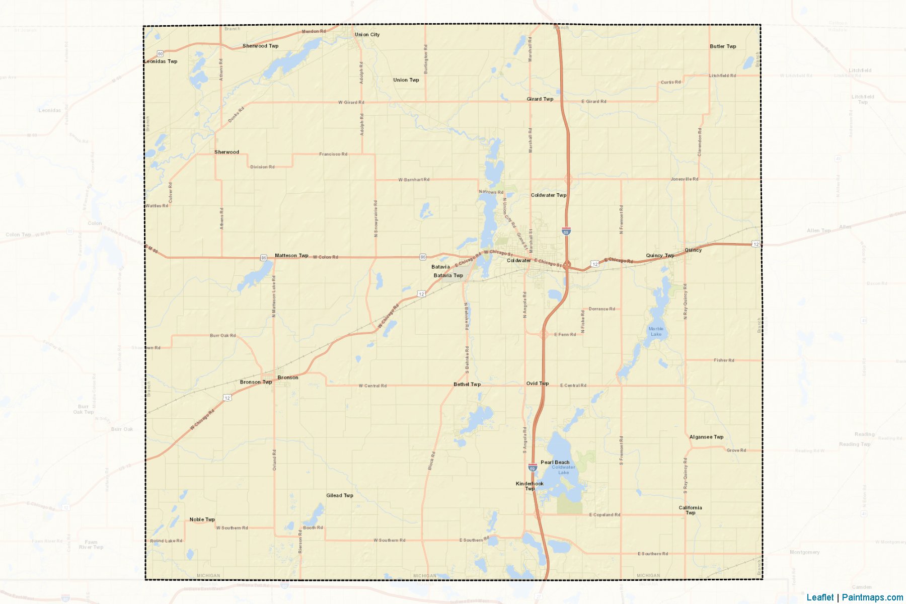 Muestras de recorte de mapas Branch (Michigan)-2