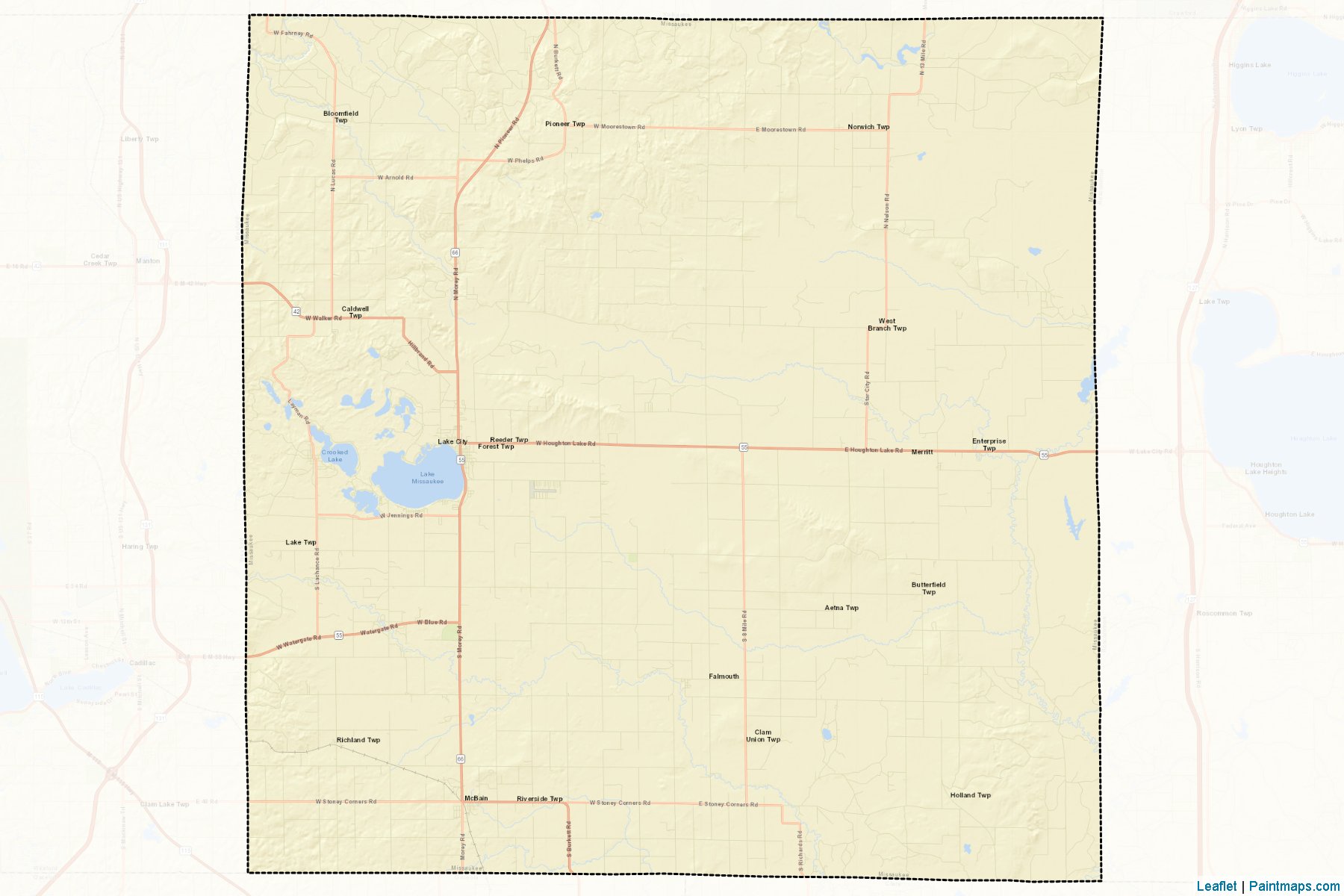 Muestras de recorte de mapas Missaukee (Michigan)-2