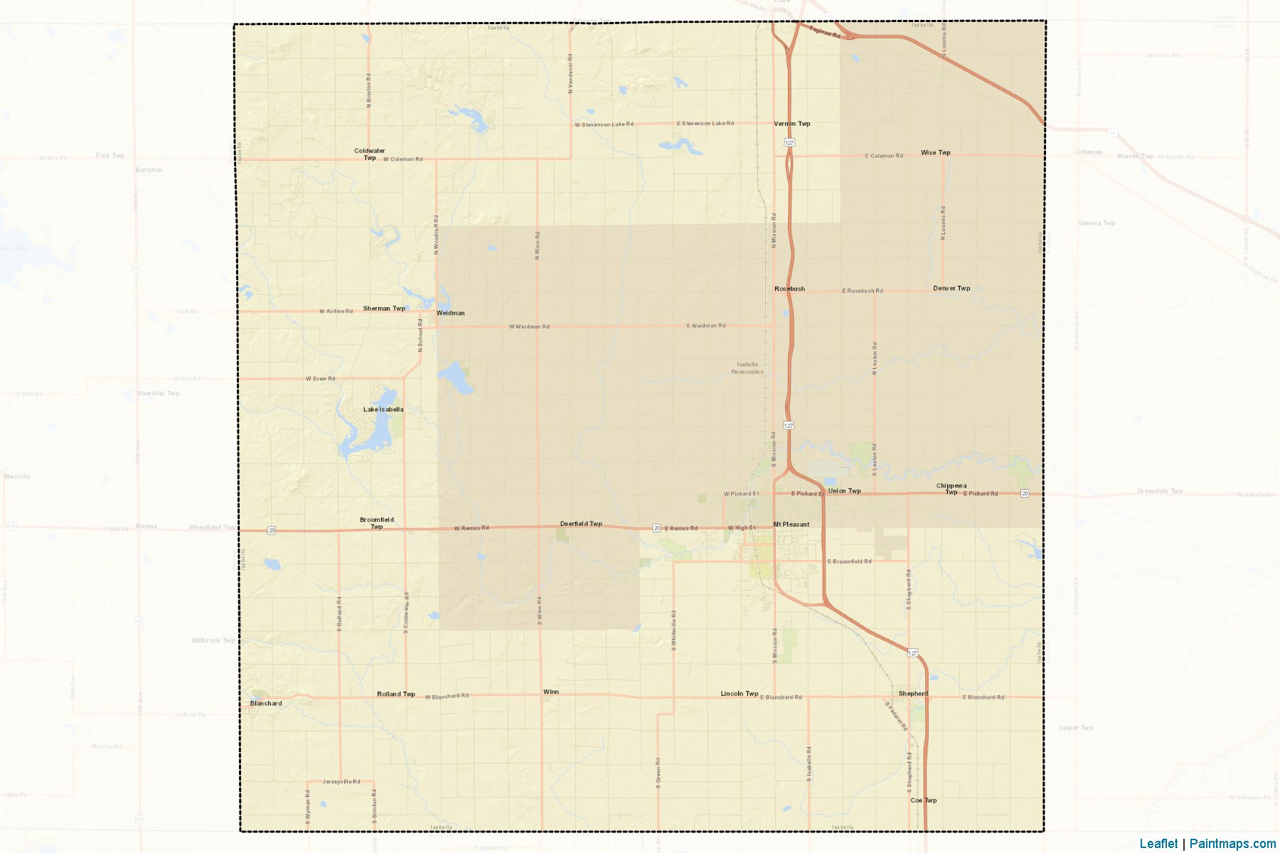 Muestras de recorte de mapas Isabella (Michigan)-2