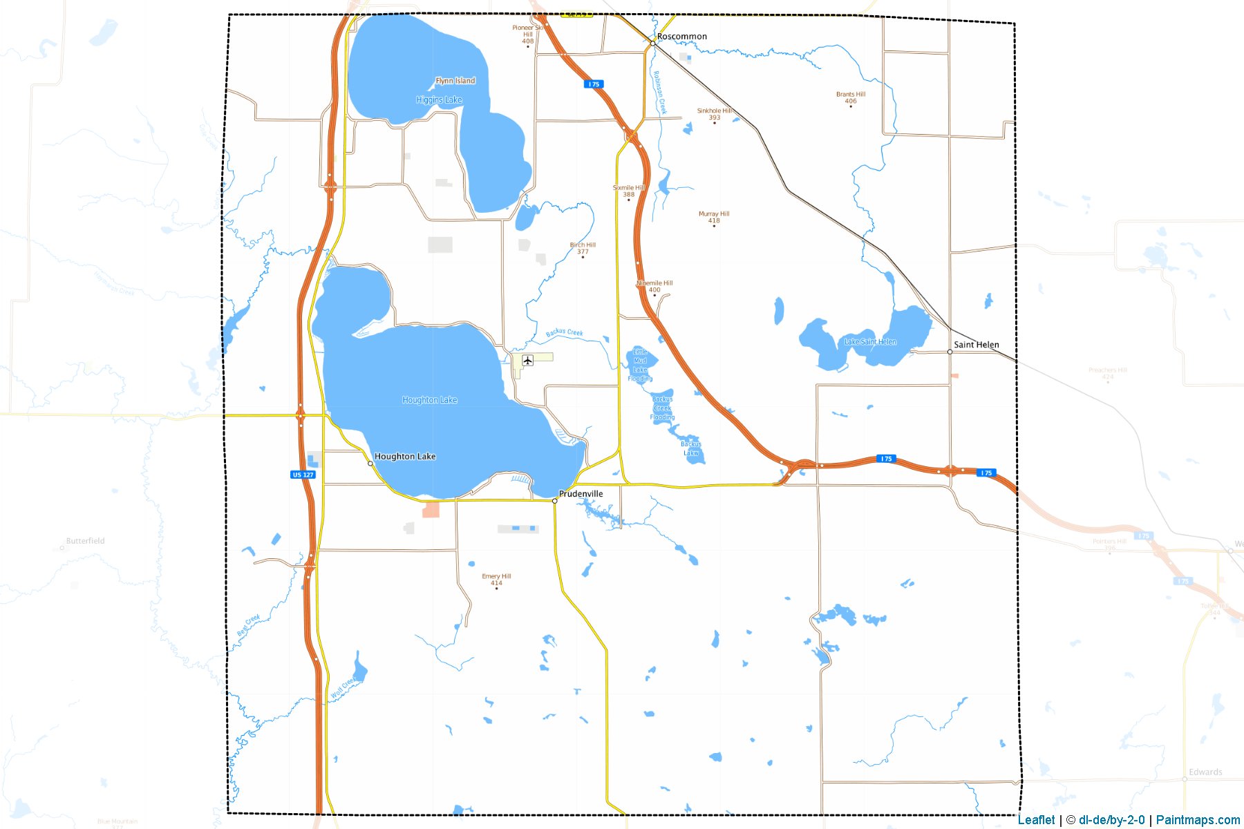 Muestras de recorte de mapas Roscommon (Michigan)-1