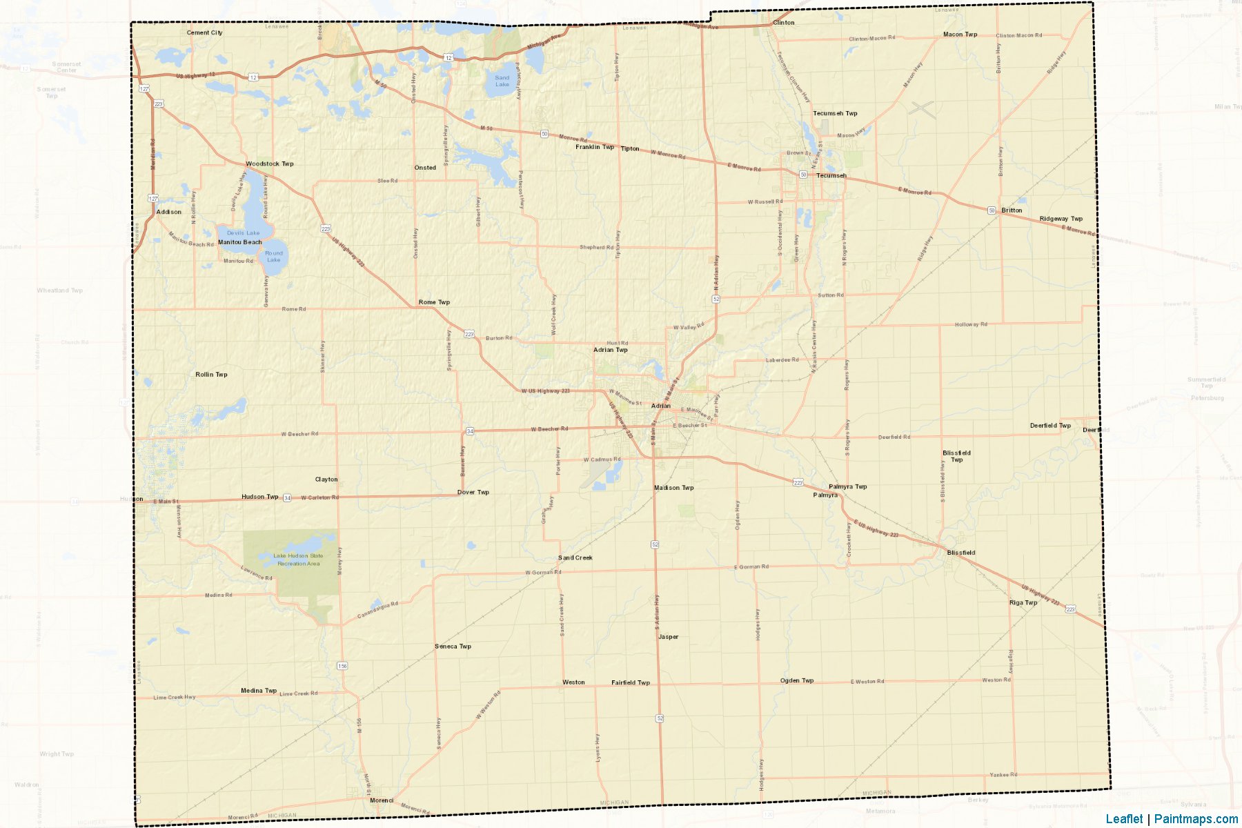 Lenawee (Michigan) Map Cropping Samples-2