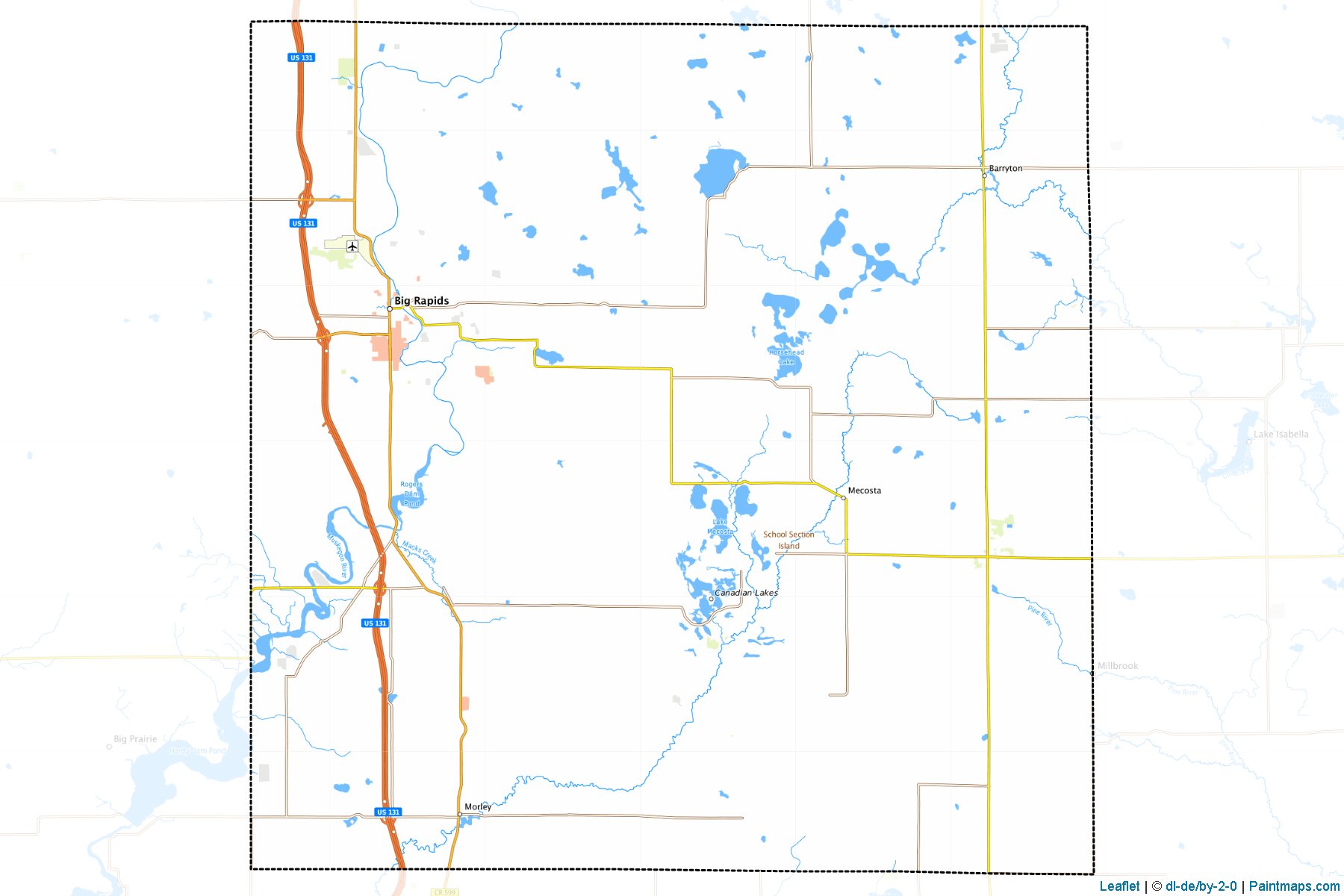 Muestras de recorte de mapas Mecosta (Michigan)-1