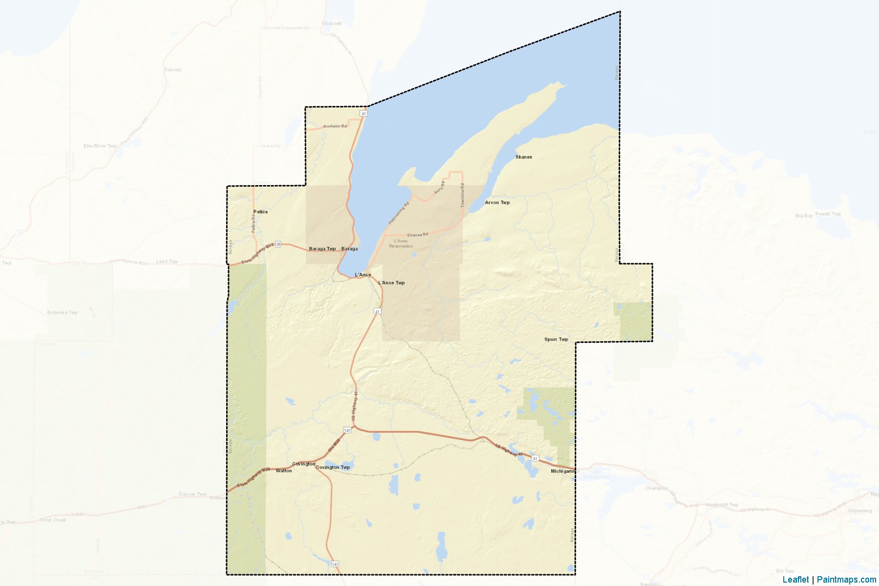 Muestras de recorte de mapas Baraga (Michigan)-2