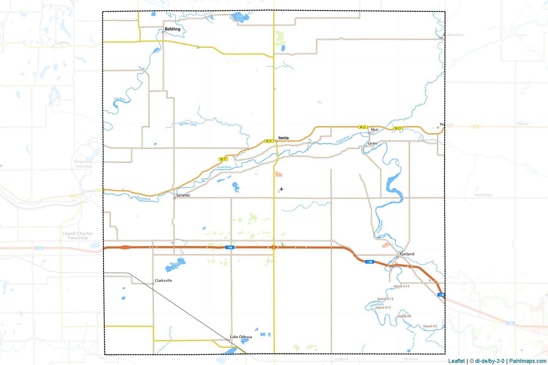 Muestras de recorte de mapas Ionia (Michigan)-1