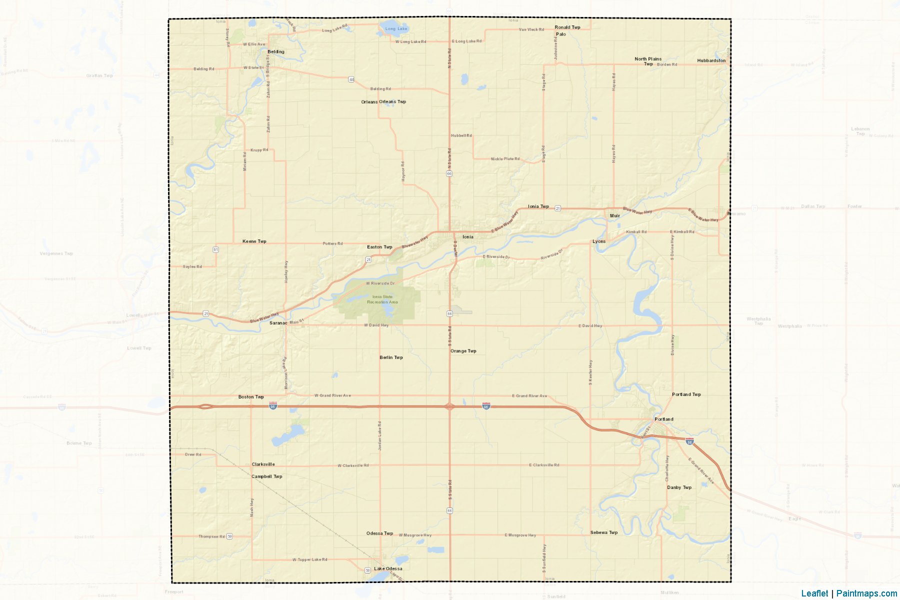 Muestras de recorte de mapas Ionia (Michigan)-2