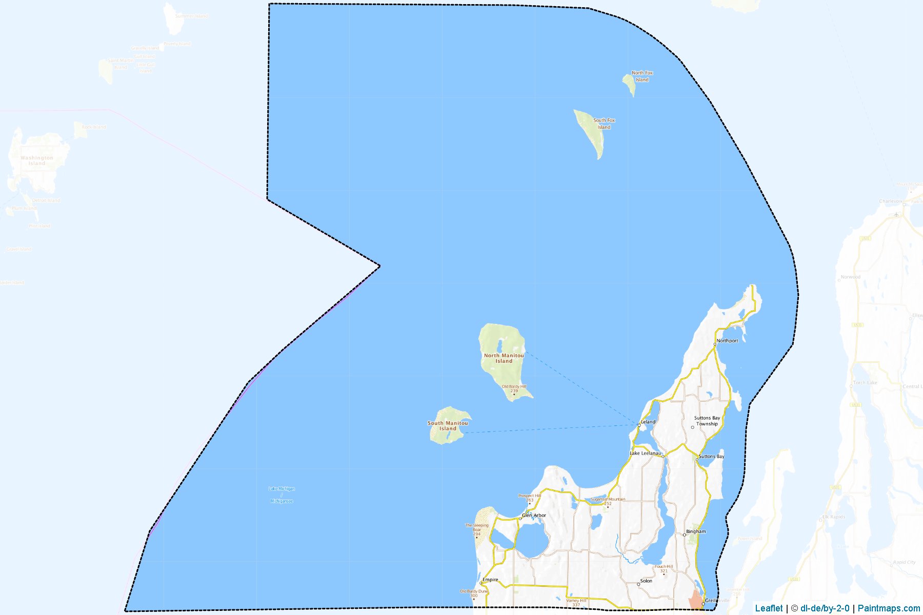 Muestras de recorte de mapas Leelanau (Michigan)-1