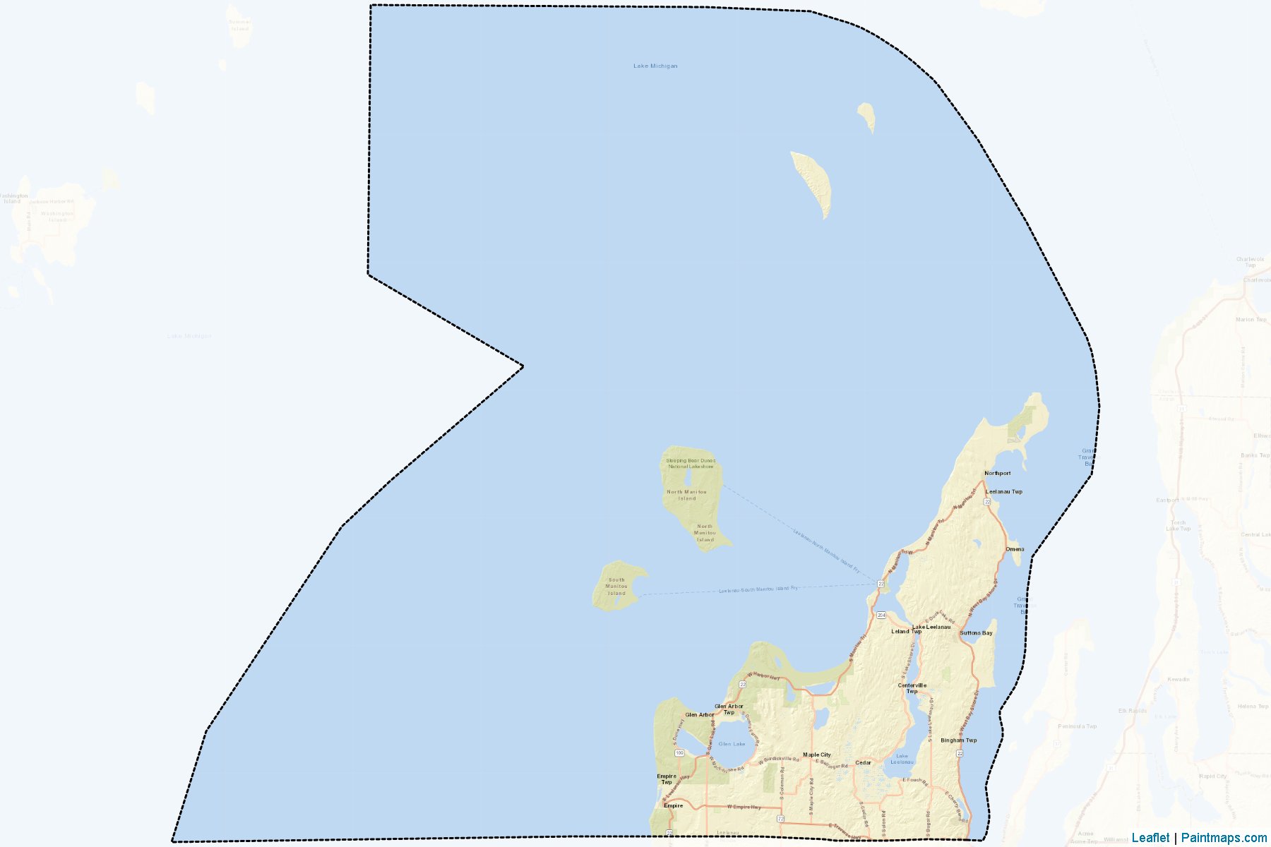 Muestras de recorte de mapas Leelanau (Michigan)-2