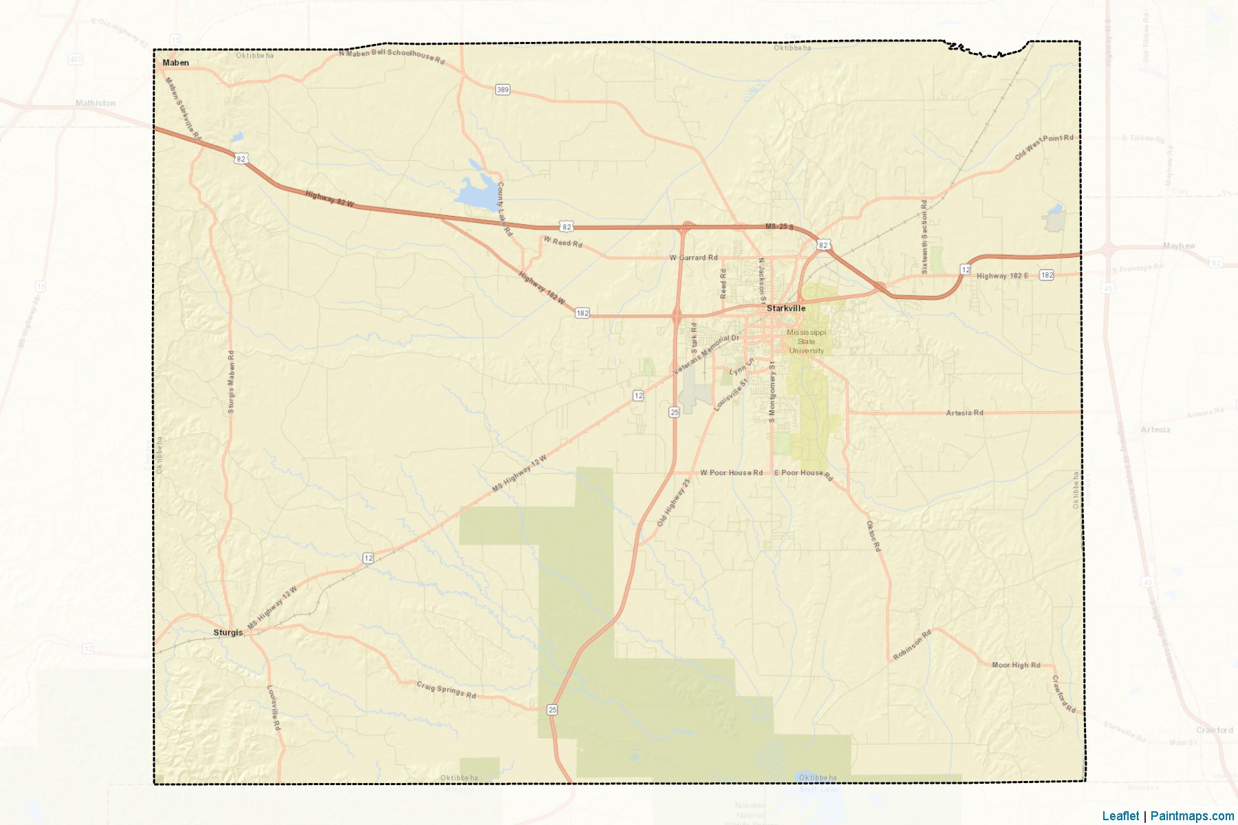 Muestras de recorte de mapas Oktibbeha (Mississippi)-2