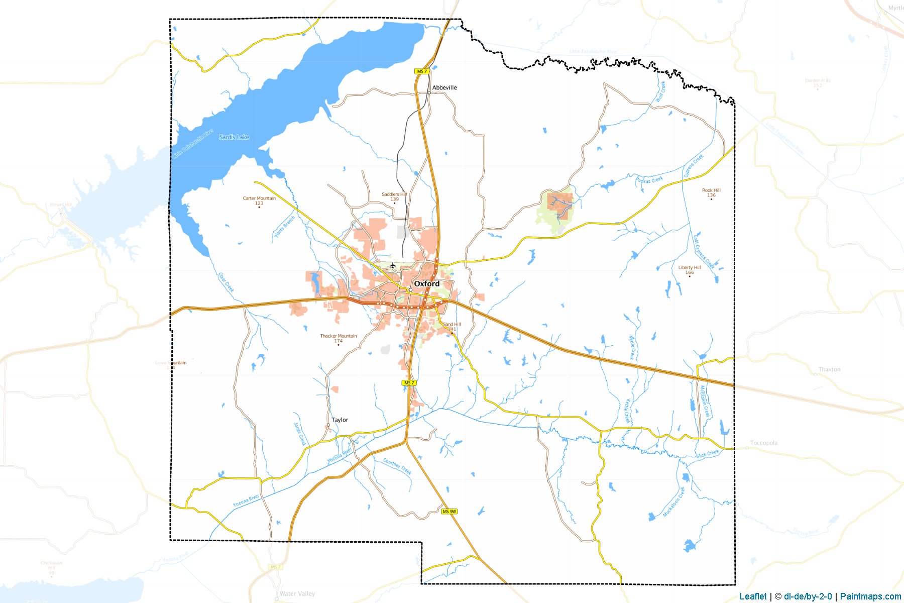 Lafayette County (Mississippi) Haritası Örnekleri-1