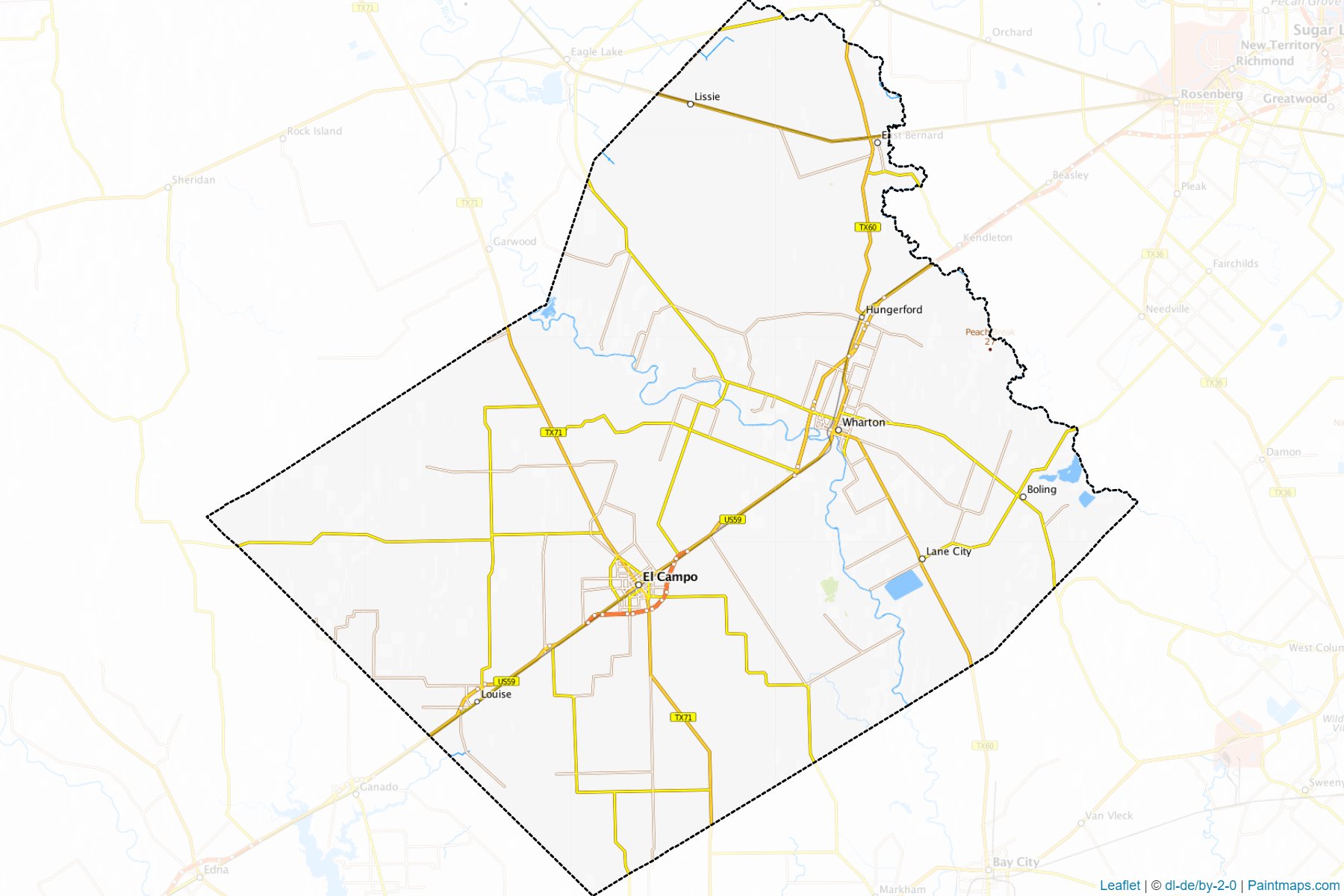 Muestras de recorte de mapas Wharton (Texas)-1