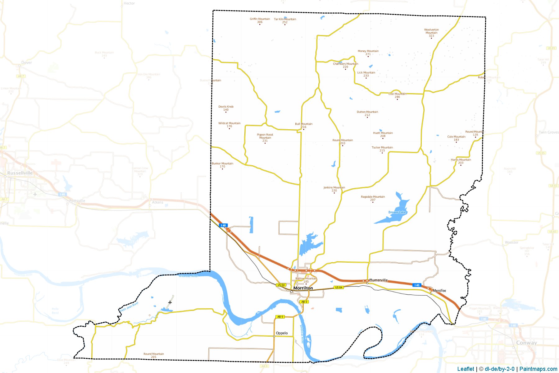 Conway County (Arkansas) Haritası Örnekleri-1