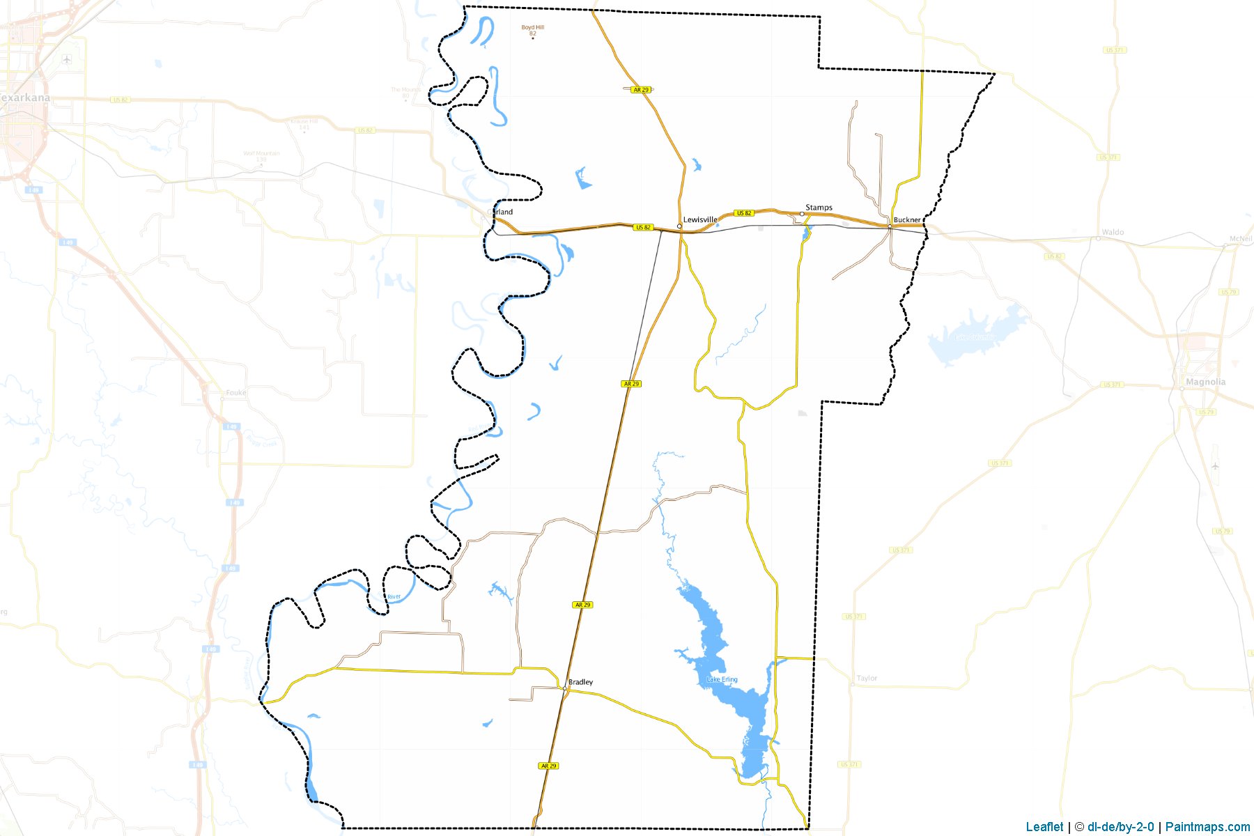 Muestras de recorte de mapas Lafayette (Arkansas)-1