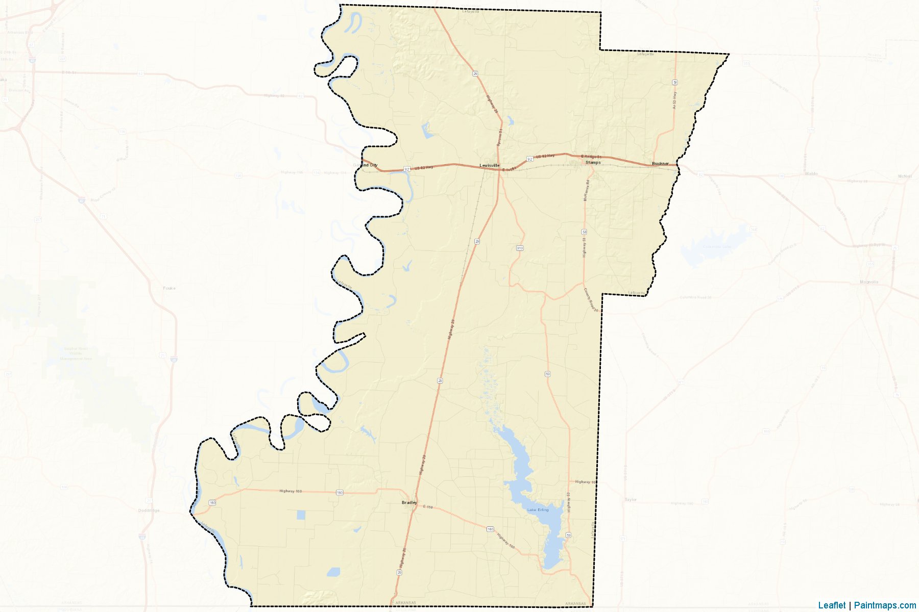 Muestras de recorte de mapas Lafayette (Arkansas)-2