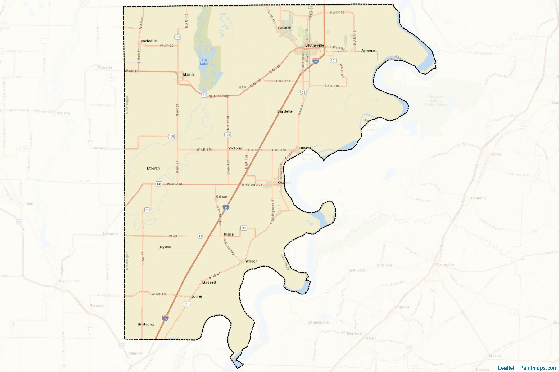 Muestras de recorte de mapas Mississippi (Arkansas)-2