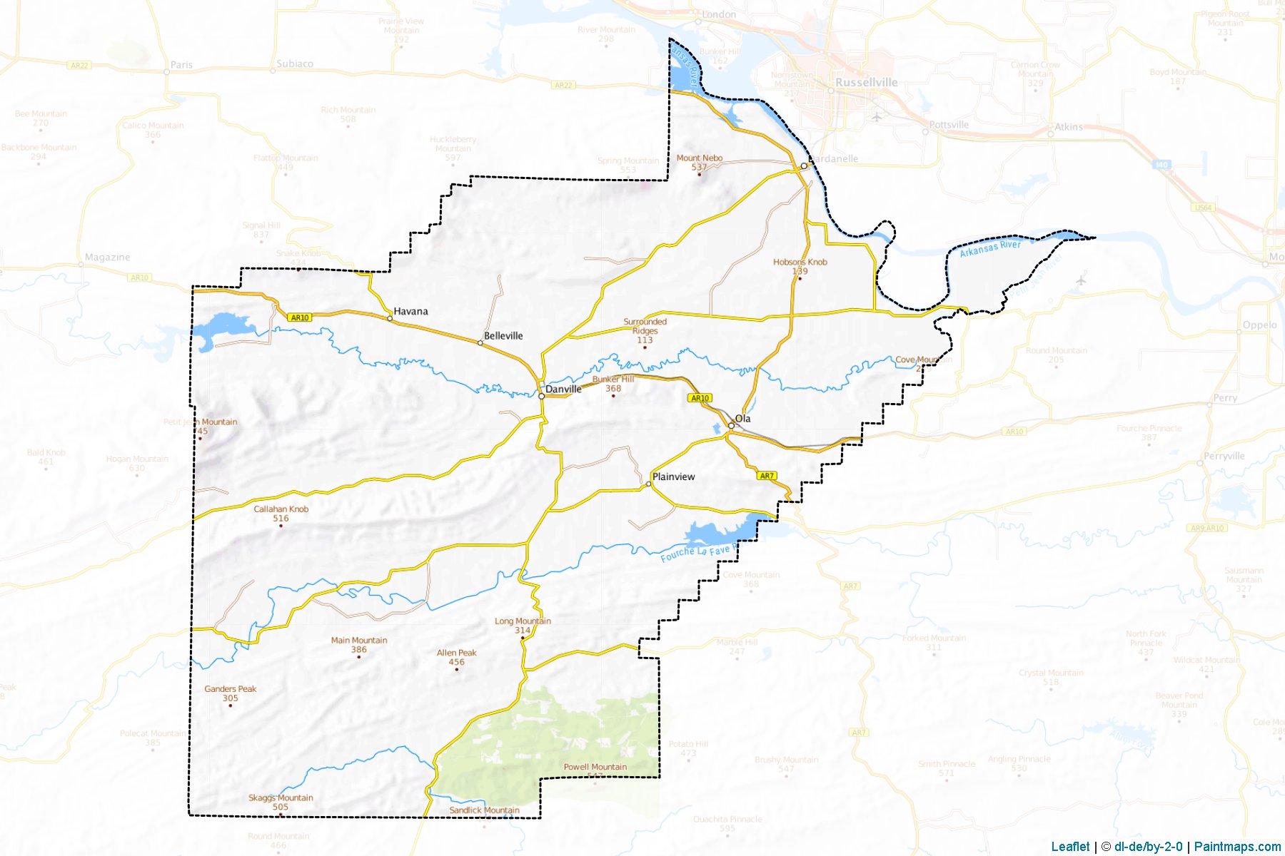 Yell (Arkansas) Haritası Örnekleri-1