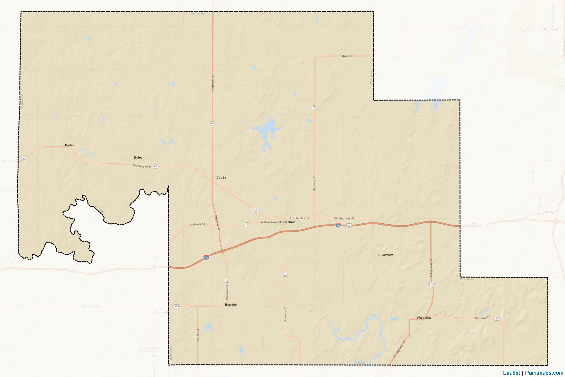 Muestras de recorte de mapas Okfuskee (Oklahoma)-2