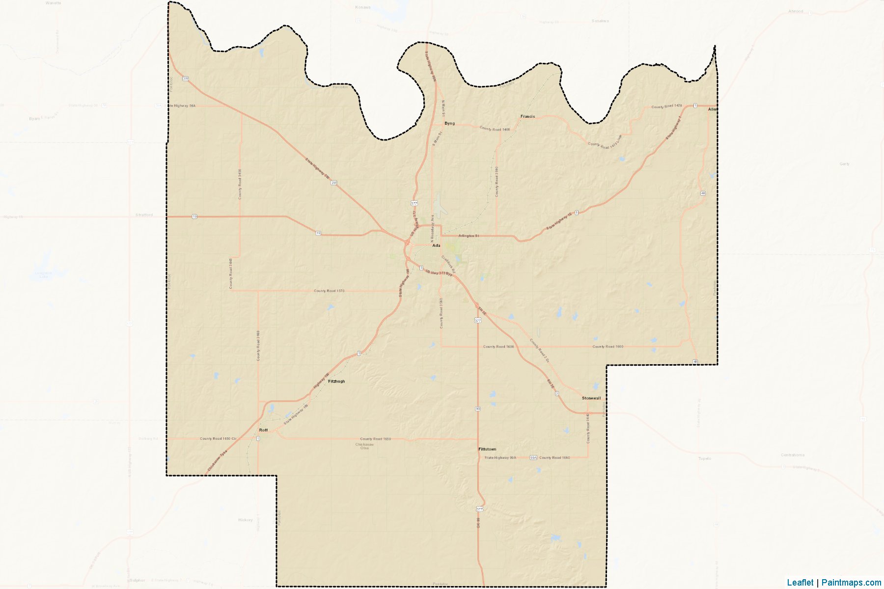 Muestras de recorte de mapas Pontotoc (Oklahoma)-2