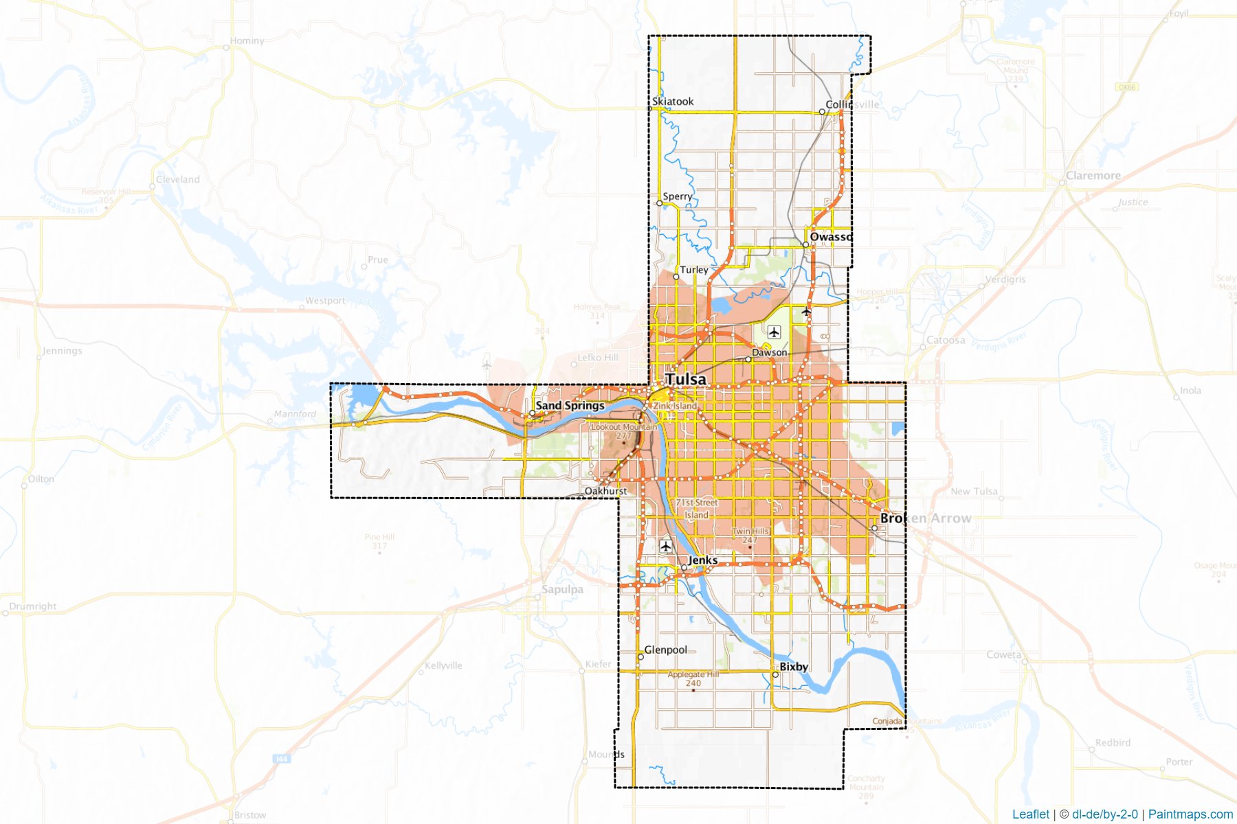 Tulsa County (Oklahoma) Haritası Örnekleri-1